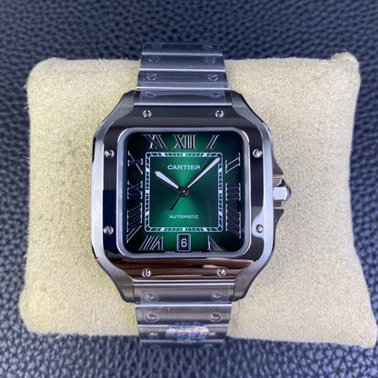 CARTIER Santos De Large Model Automatic Green Dial Men's Watch