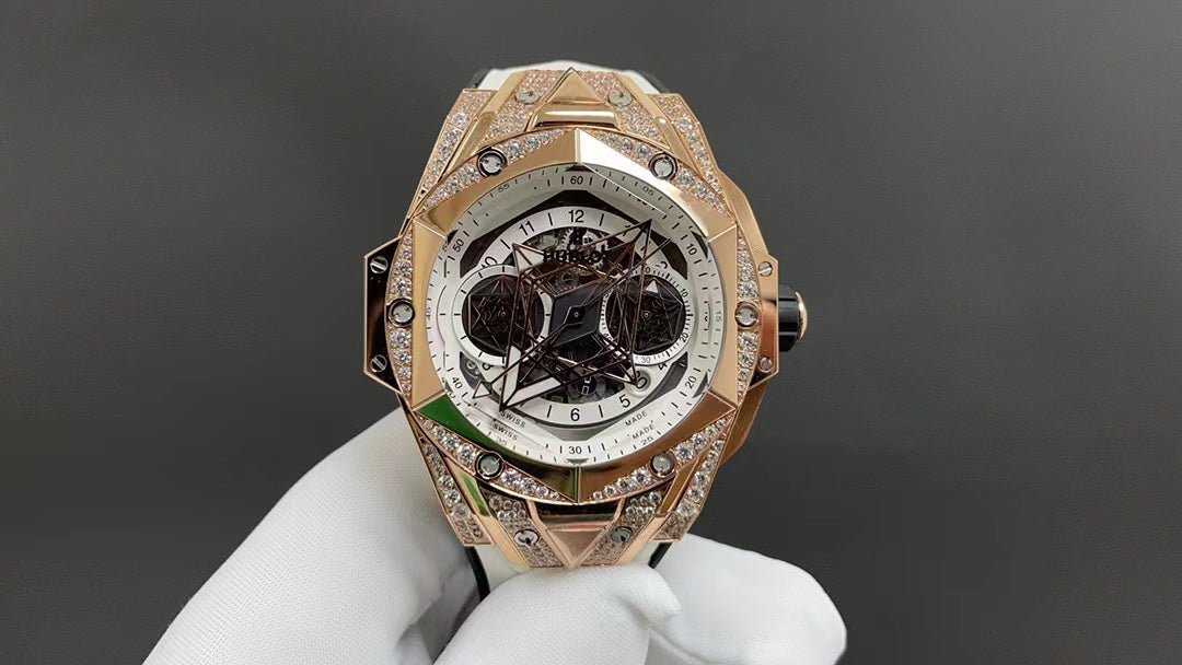 ウブロ ビッグバン ウニコ サンブルーII キングゴールド ホワイト パヴェ 418.OX.2001.RX.1604.MXM20 - 浦山時計店