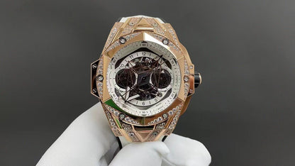 ウブロ ビッグバン ウニコ サンブルーII キングゴールド ホワイト パヴェ 418.OX.2001.RX.1604.MXM20 - 浦山時計店